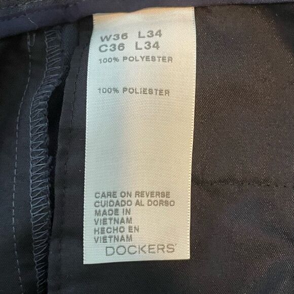 Dockers Classic Fit Signature Khaki Pants Navy Blue Polyester No Wrinkles 36 x 3 - Picture 7 of 8